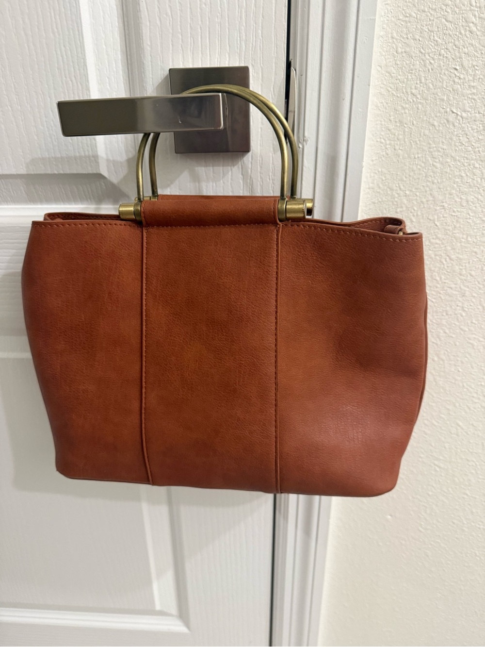Antik Kraft Brown Tote Handbag with Brass Handles